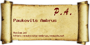 Paukovits Ambrus névjegykártya